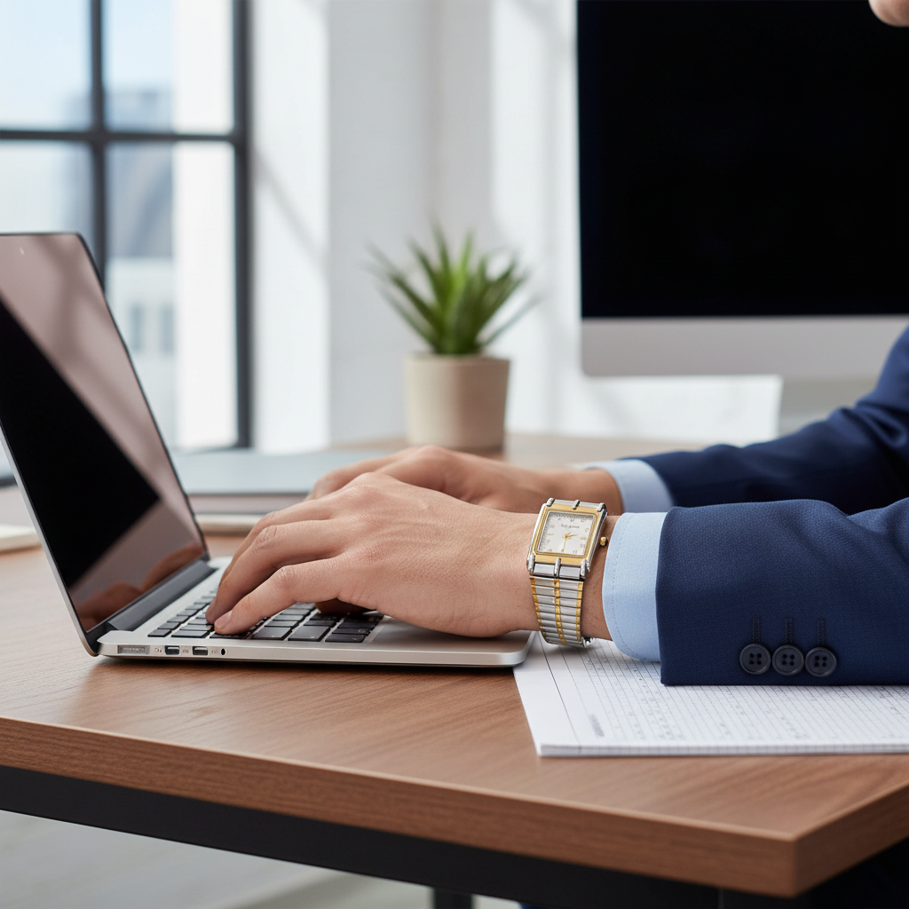 Swingstar Silver & White Dial with Gold-Line Man Watch