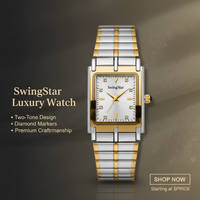 Swingstar Silver & White Dial with Gold-Line Man Watch