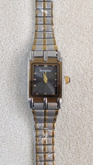 Swingstar Silver & Black Dial with Gold-Line Man Watch