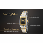 Swingstar Silver & Black Dial with Gold-Line Man Watch