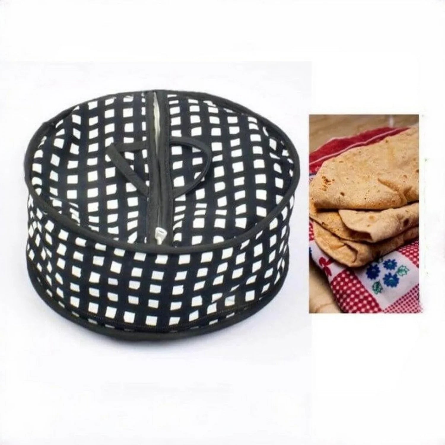 Pack Of 2 - Roti Basket Circle – Roti Chapati Box with Zipper Cover