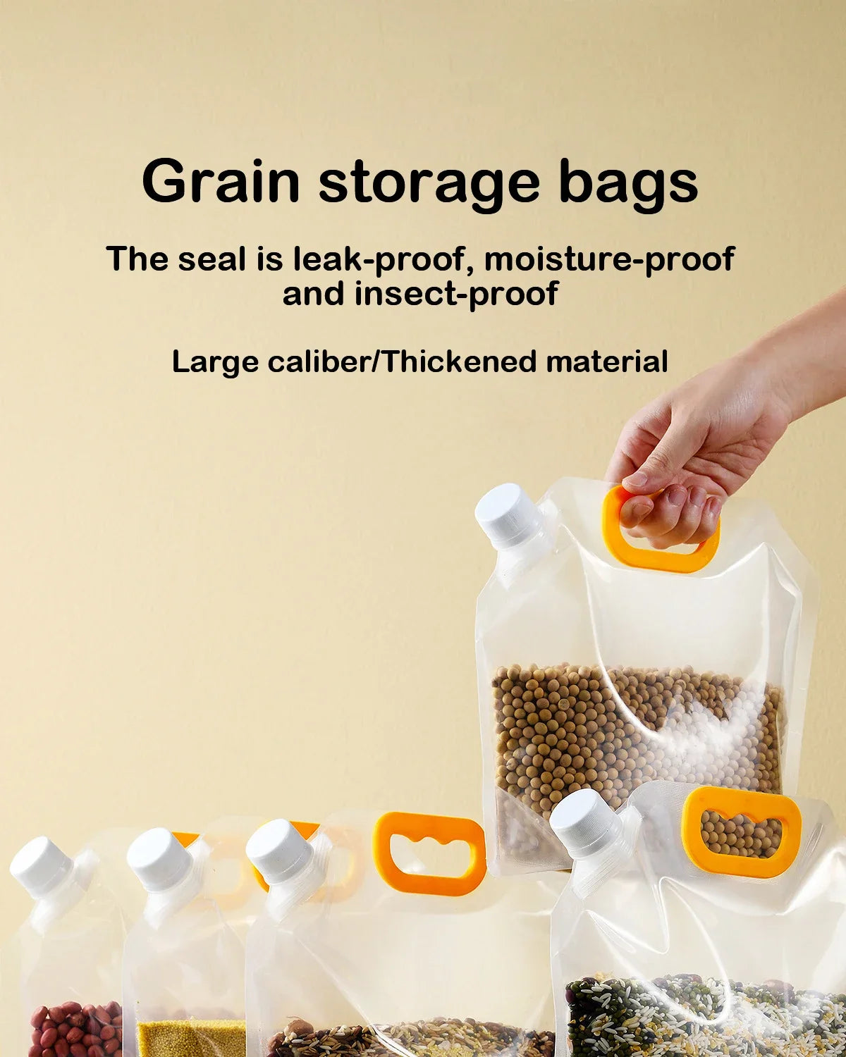 (Pack of 3) 3 Liters Reusable Moisture Proof Sealed Rice Packaging Kitchen Insect Proof Grain Storage Food Grade Bags