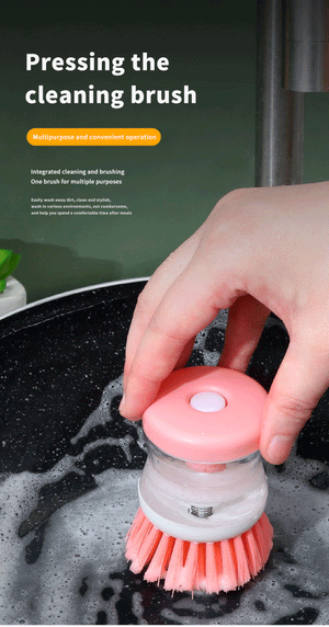 2 Pcs Kitchen Dishwasher Brush With Liquid Soap Dispenser