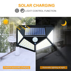 Solar Wall Light with 100 LEDs and Wireless Solar Motion Sensor Security Lights with 270° Wide Angle IP65 Waterproof and 3 Optional Mode for Garden Patio Yard Front Door Garage Porch