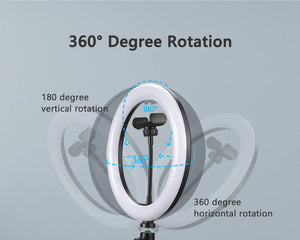 LED Selfie Ring Light with Optional Tripod for Photography Tiktok Live Stream Makeup and Compatible with iPhone & Android