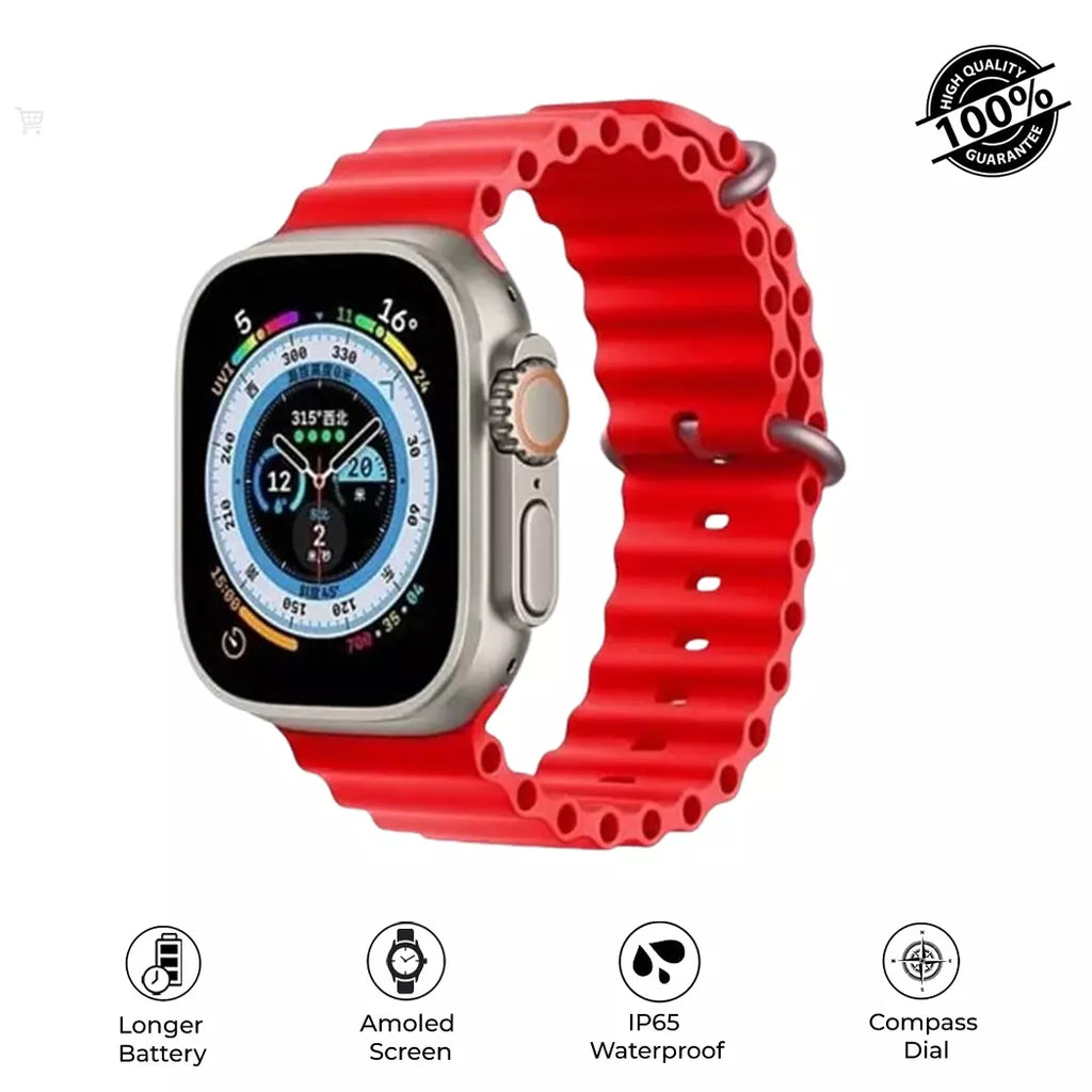 Ultra 10 Smart Watch with Bluetooth Calling Multiple Sports Mode and HD Touch Display with 10 Straps With Box For Men and Women