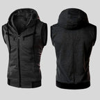 Sleeveless Zipper Hoodie in Charcoal Dark Gray Color