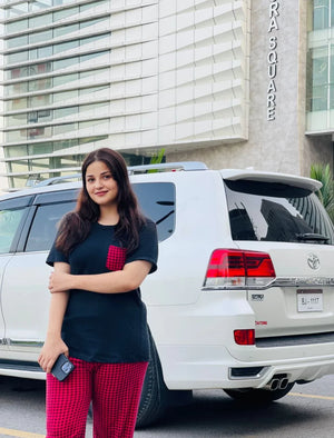 Black and Red Check Style Night Suit