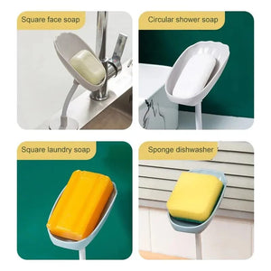 Pack of 3 Travel Soapbox Adjustable Soap Dish Creative Draining Wall Hanging Non-slip Soap Box Suitable For Kitchen Bath Free Punch Soapbox 3 Pcs