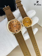 (Pack of 2) D Com Quartz Stainless Steel Clock Dial Analog Wristwatch For Men and Women