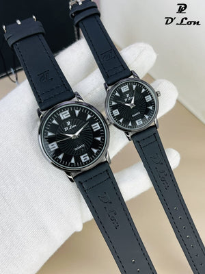 (Pack of 2) D Com Quartz Stainless Steel Clock Dial Analog Wristwatch For Men and Women