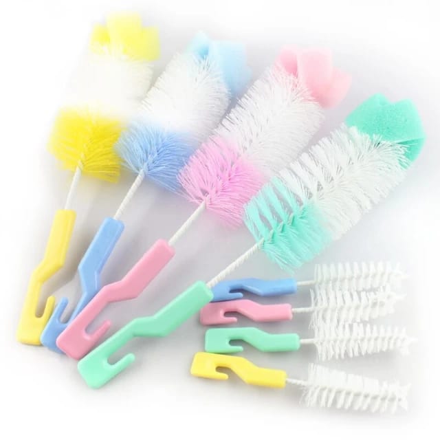 (Pack of 4) The Baby Bottle Brush Wash Bottle Nipple Brush Tool Sponge Cleaning Kit For Kitchen