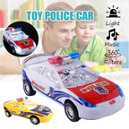 Electric Alloy Simulation Police Car Diecast Model Toy with LED Light and Music For Kids with Box