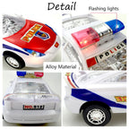 Electric Alloy Simulation Police Car Diecast Model Toy with LED Light and Music For Kids with Box