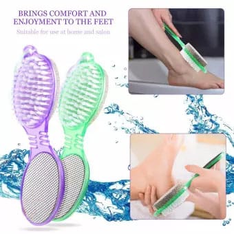 Pack of 2 – 4 in 1 Foot Scrubber | Pedicure Tool with Pumice, Brush, File & Buffer | Smooth Heels at Home