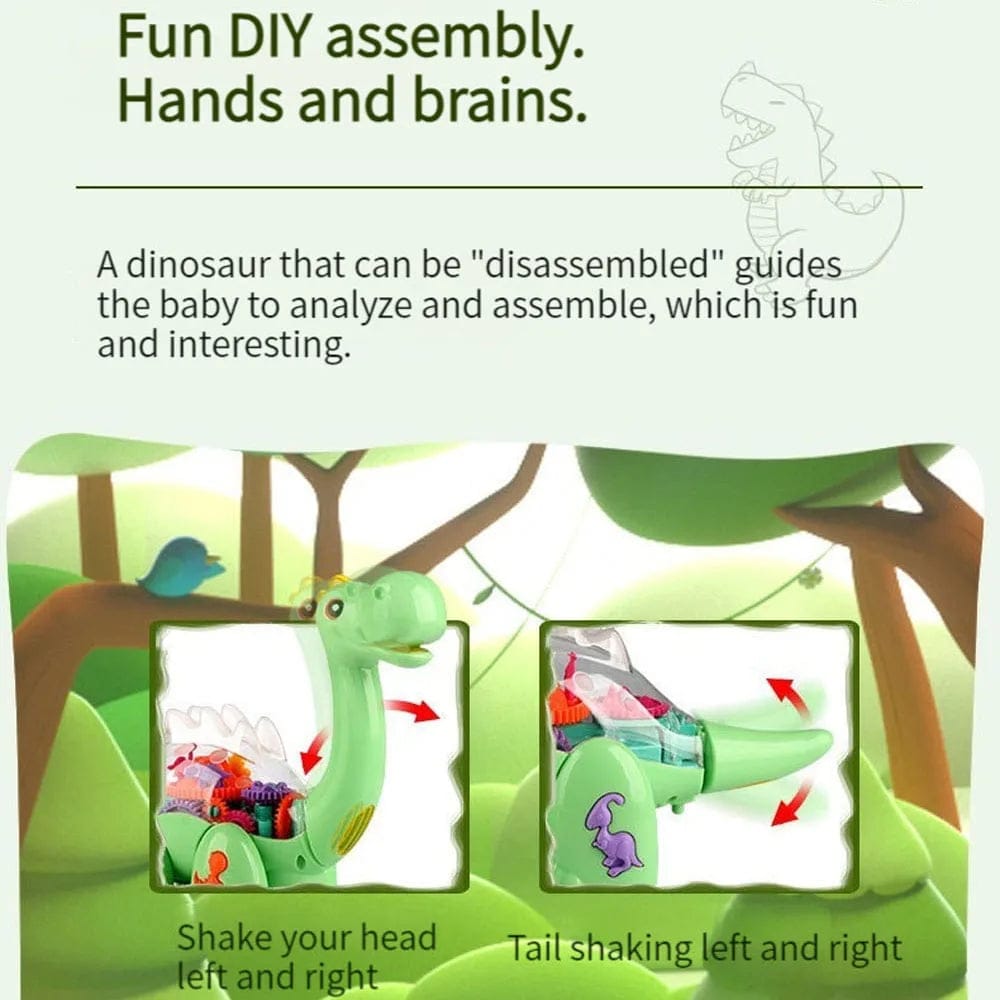 Electric Transparent Gear Dinosaur Toy with Music & Lights – Brachiosaurus for Kids (3–5 Years)