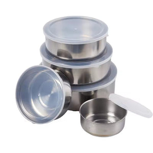 Fresh Box Set of 5 Stainless Steel Food Storage Containers with Airtight Lids