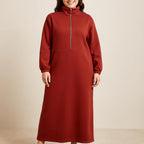 Long Winter Warm Fleece Dress – Brown