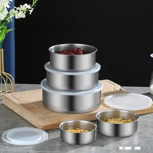 5-Piece Stainless Steel Bowl Set with Lids