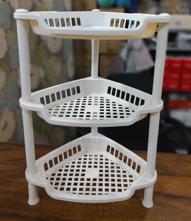 Corner Shape 3-Layer Multipurpose Storage Trolley & Rack