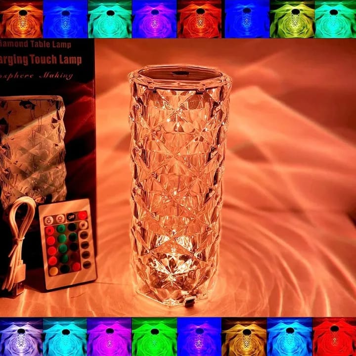 Crystal Table Lamp – 16 Color Touch & USB Powered!