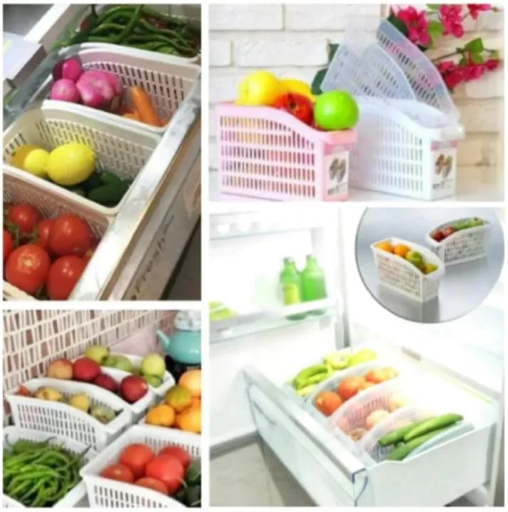Pack of 2 Plastic Fruit & Vegetable Storage Baskets