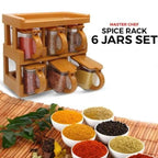 Master Chef 6 Jar Masala Rack Cooking Kitchen Seasoning Box Masala Box Set Spice Jar