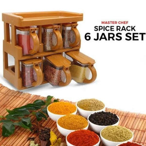 Master Chef 6 Jar Masala Rack Cooking Kitchen Seasoning Box Masala Box Set Spice Jar