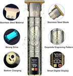 Smart digital display SHAVER and HAIR CLIPPER kit with engraving pattern and stainless steel