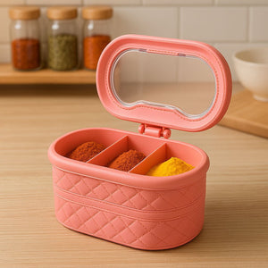 New ClothShape 3 Portion Spice Jar with Spoons Mix/Random colour