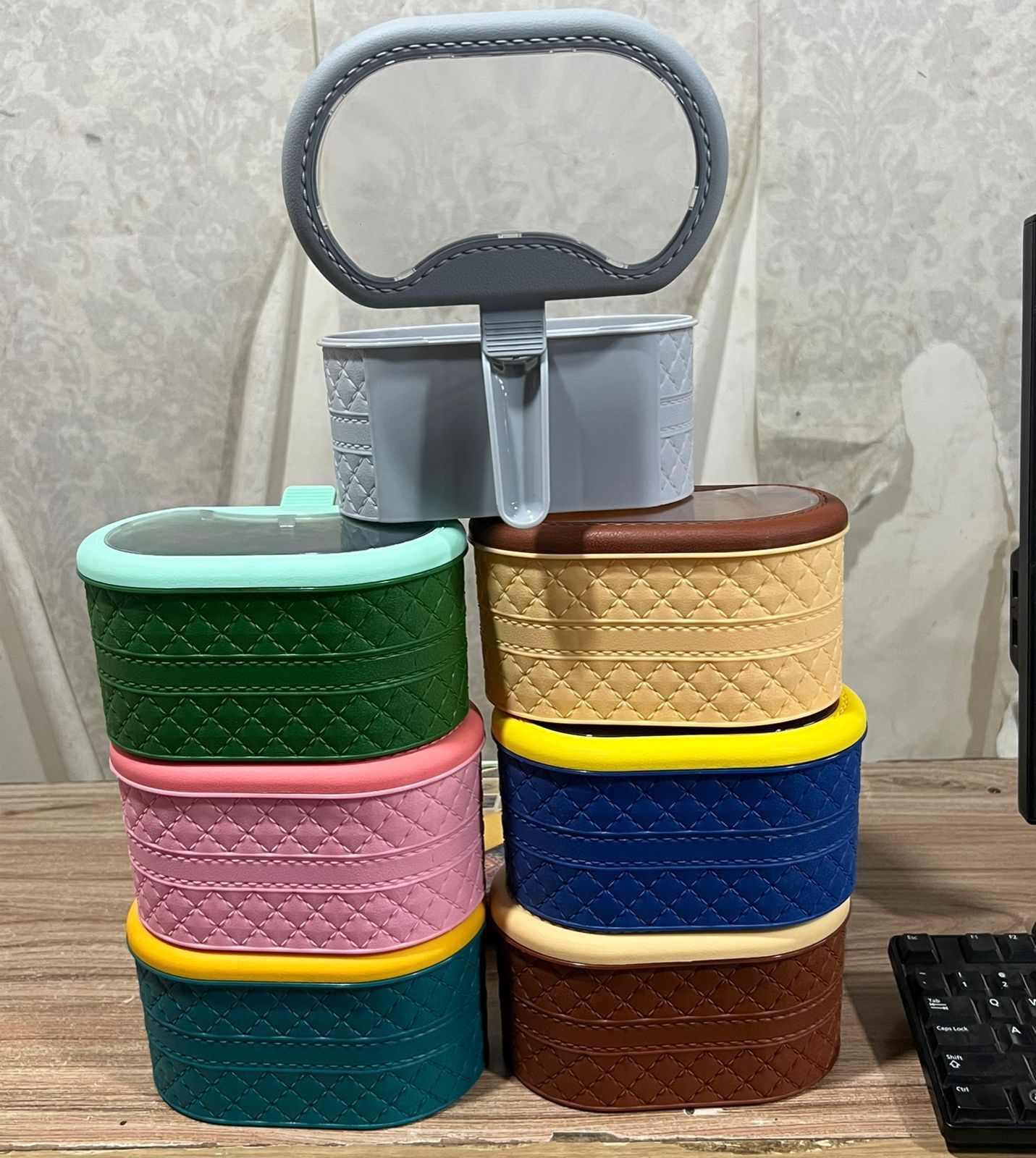 New ClothShape 3 Portion Spice Jar with Spoons Mix/Random colour