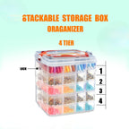Adjustable Stackable Rectangular Plastic Storage Box Organizer with Dividers and Removable Compartments for Beading Jewelry Making Craft Art Hair Accessories and Supplies in Casual Style