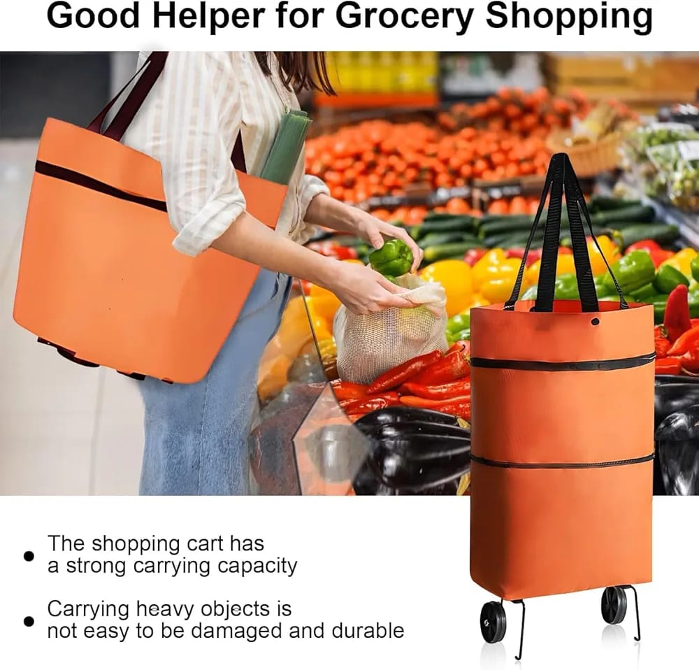 Portable High Quality Collapsible Foldable Reusable Shopping Cart Trolley Roller Grocery Bag with Wheel