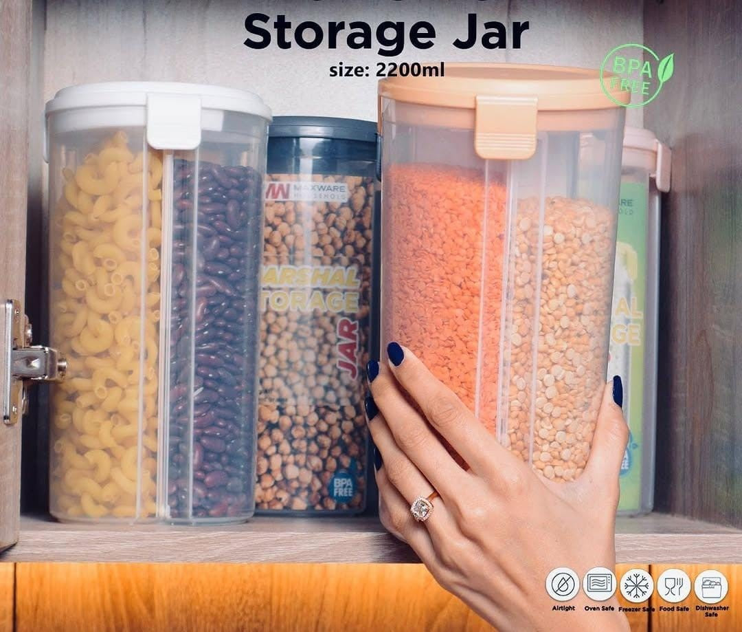 New 3 In 1 Marshal Storage Jar 2200ML For Food Storage Organizer Use in Home and Outdoor