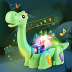 Funny Electric Transparent Gear Dinosaur with Universal Walking Lights Music Educational Toy For Kids with Box