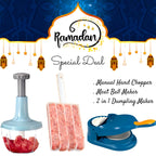 3 In 1 Ramzan Deal For Manual Hand Push Chopper with Samosa Maker and Kofta Maker