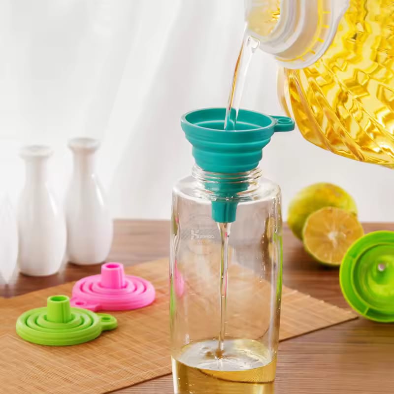 (Pack of 3) Foldable Silicone Small Food Grade Funnel for Filling Water Bottle Kitchen Liquid Transfer Hopper Tool