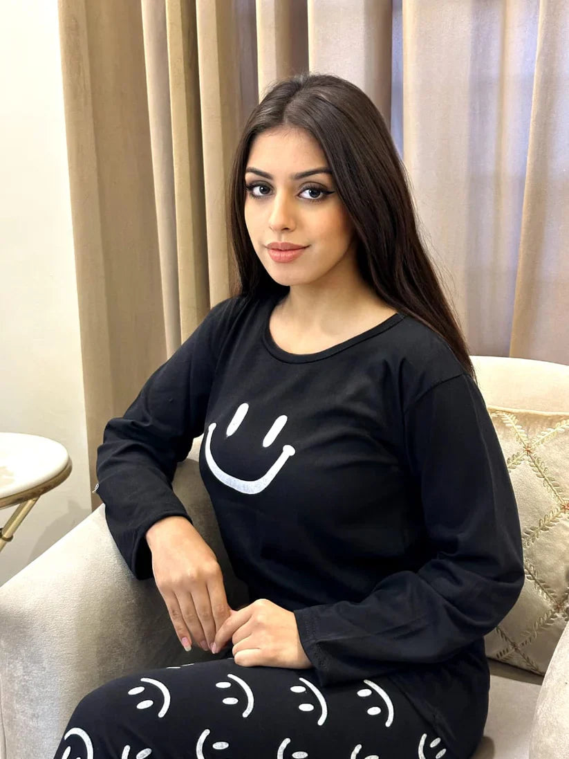 Black Smiley Face Style Night Dress