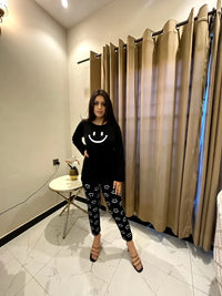 Black Smiley Face Style Night Dress