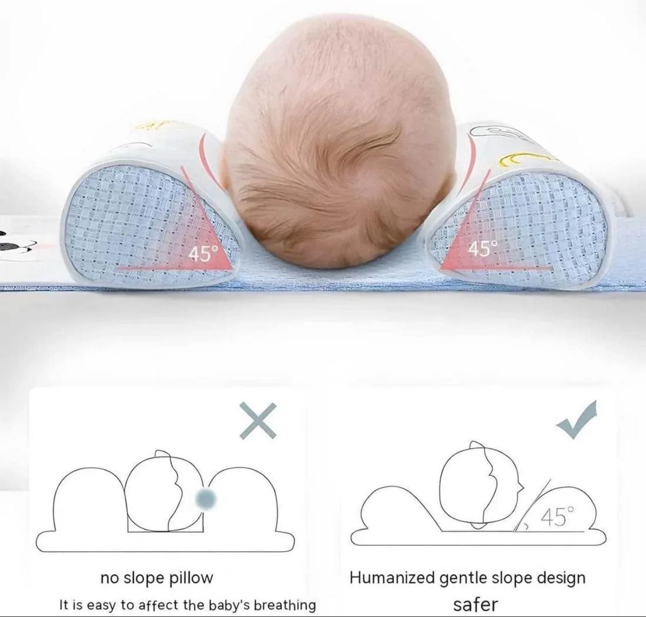 Adjustable Newborn Baby Head Shaping Pillow – Anti Flat Head Support