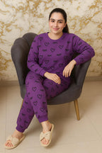 Winter Purple Sleepy Love Co-Ord Set Night Suit