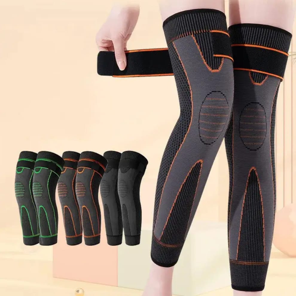 1 Pc Compression Knee Pad with Strap – Full Leg Sleeve Support | Arthritis Pain Relief | Sports Gym Knee