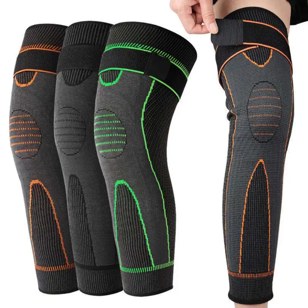 1 Pc Compression Knee Pad with Strap – Full Leg Sleeve Support | Arthritis Pain Relief | Sports Gym Knee