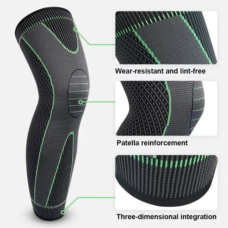 1 Pc Compression Knee Pad with Strap – Full Leg Sleeve Support | Arthritis Pain Relief | Sports Gym Knee