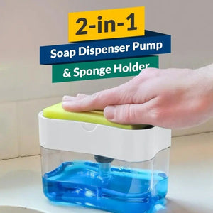 Countertop Kitchen Soap Dispenser with Sponge Holder & ABS Plastic Soap Pump for Easy Dishwashing