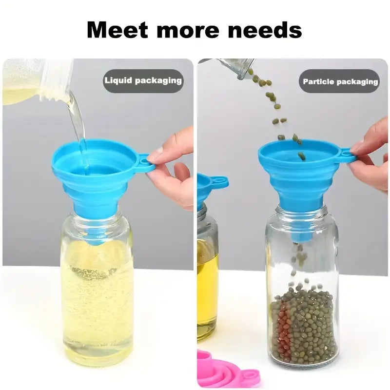 (Pack of 3) Foldable Silicone Small Food Grade Funnel for Filling Water Bottle Kitchen Liquid Transfer Hopper Tool