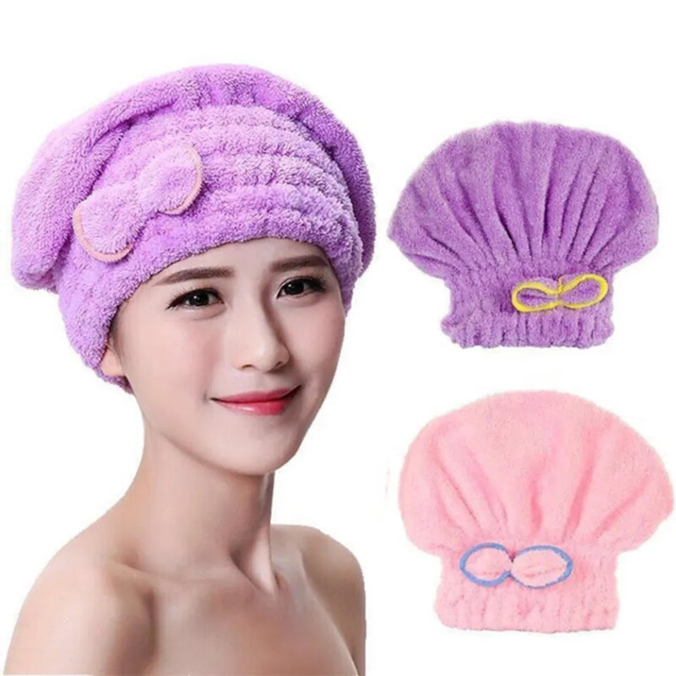 Microfiber Comfortable Quick Highly Absorbent Curly Long Thick Hair Turban Drying Bath Spa Bowknot Wrap Towel Cap Hat For Children and Adult Use