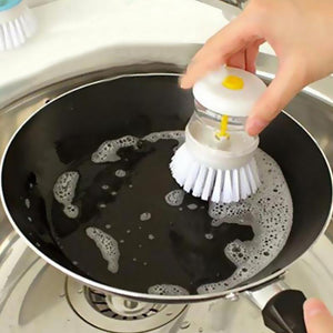 2 Pcs Kitchen Dishwasher Brush With Liquid Soap Dispenser