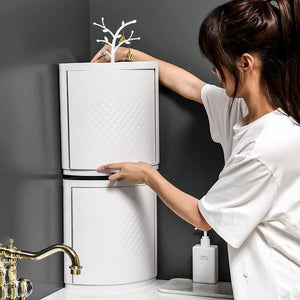 360 Degree Plastic Single and Double Layer Rotatable Corner Cabinet For Home Use