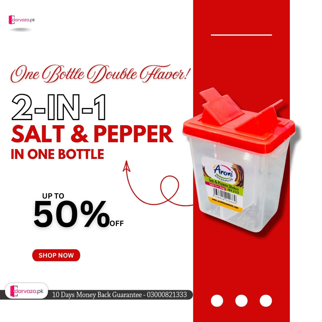 Aroni Salt and Pepper Shaker – 2 in 1 Spice Bottle